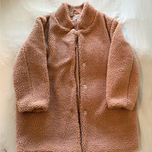 Vagabond Cozy Teddy Jacket in Warm Brown